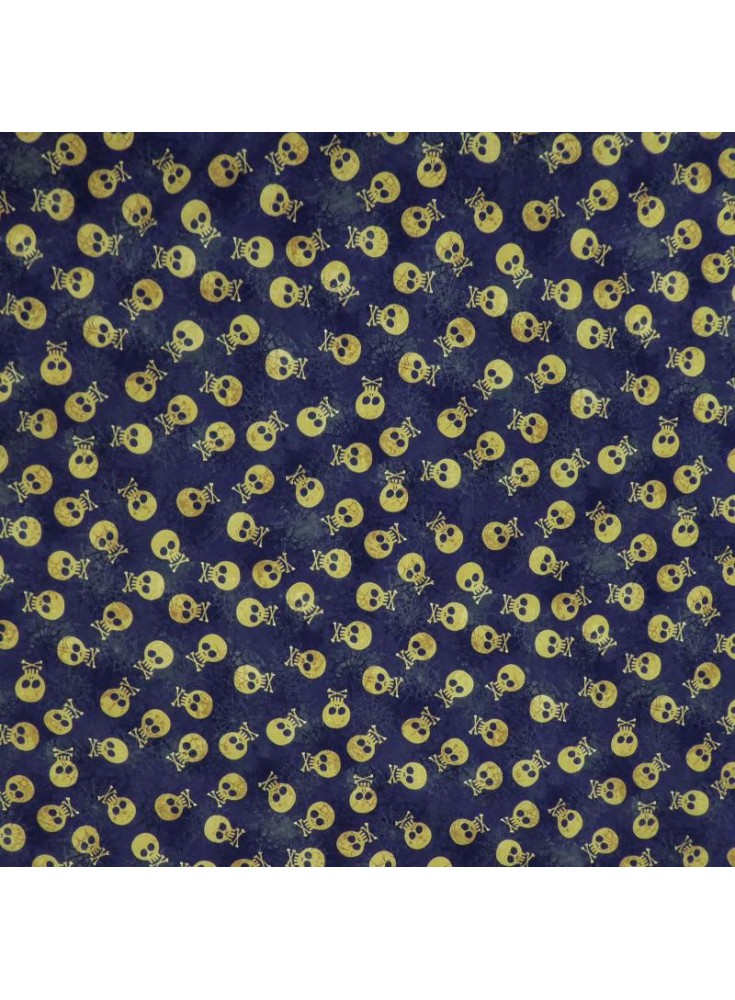 Percale tête de mort bleu