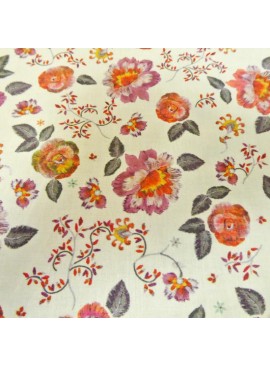 Percal Irene flor fondo crudo
