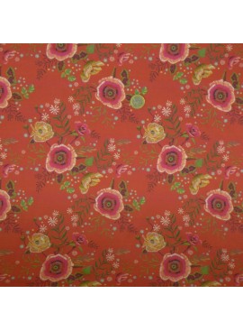 Percale Harriet fleur fond corail