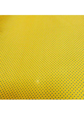 Coton alby pois bleu fd jaune