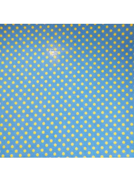 Coton alby pois jaune fd bleu