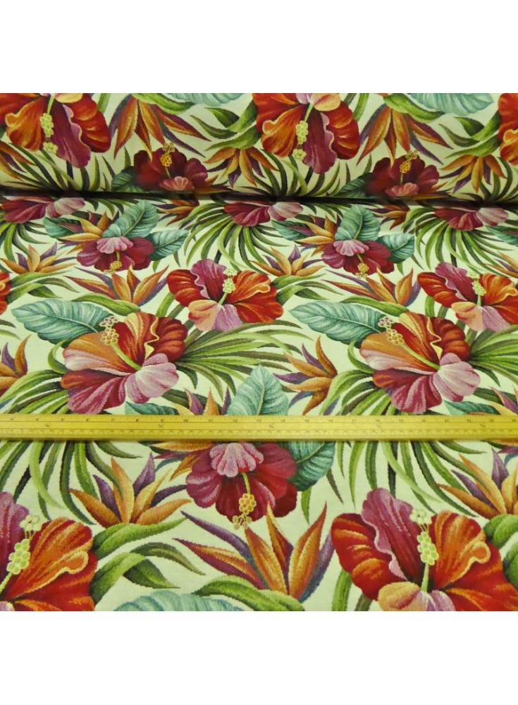 Jacquard fleurs d'hibiscus