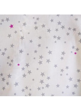 Grey/fuchsia star cotton piqué