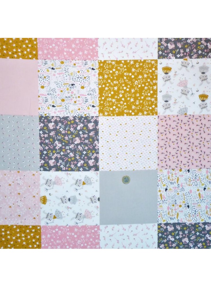 Coton Betya rose / gris