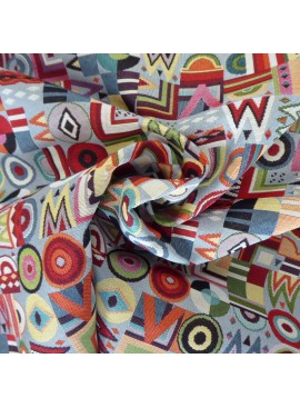 Jacquard fd gris lettre multico