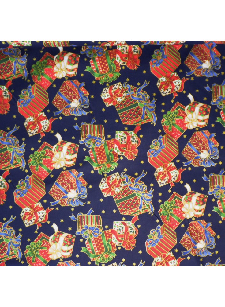 Coton de Noël Cadeau Bleu Marine