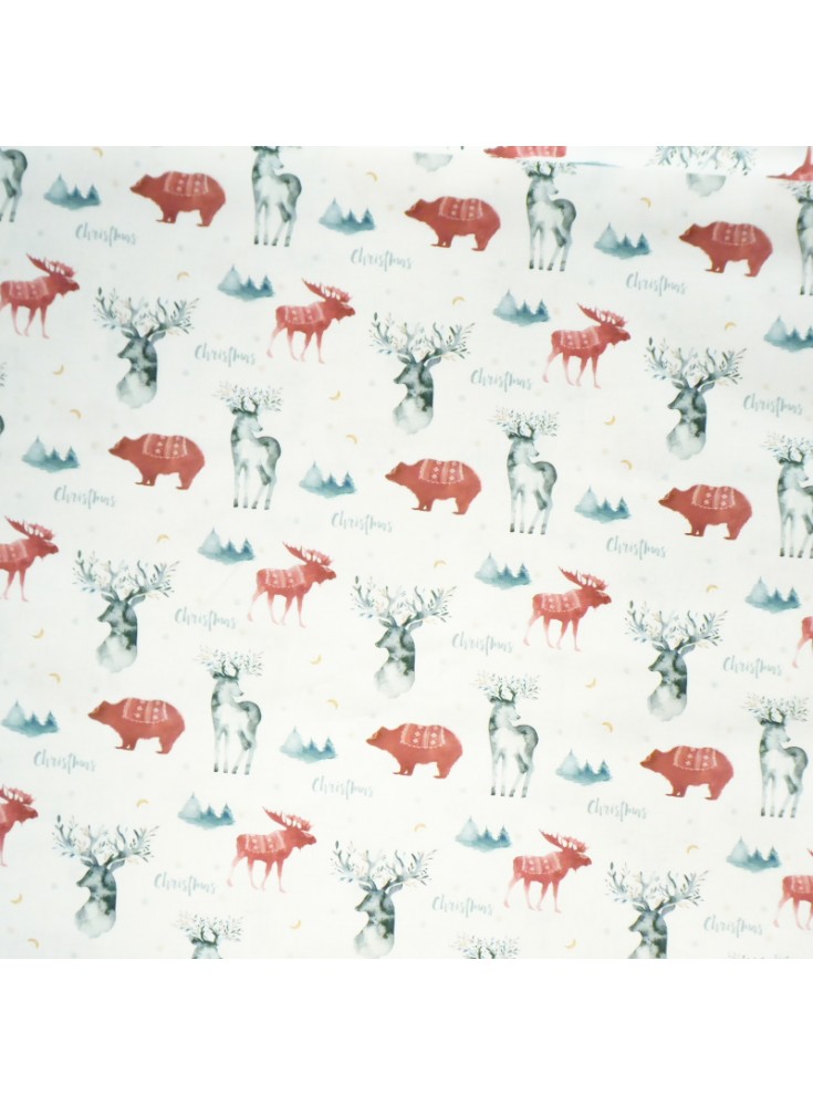 Coton de Noël Ours aquarelle