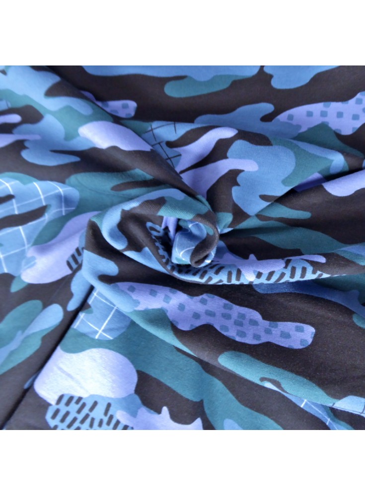 Tissu Sweat-shirt militaire bleu casual