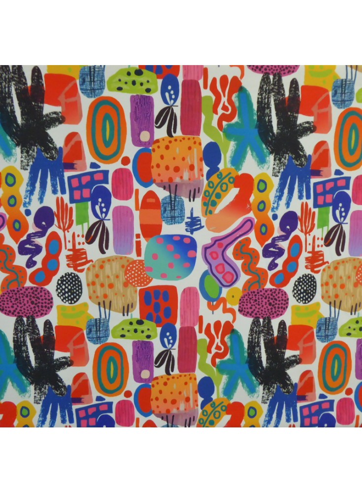 Tissus nappe Miro multico fd blanc