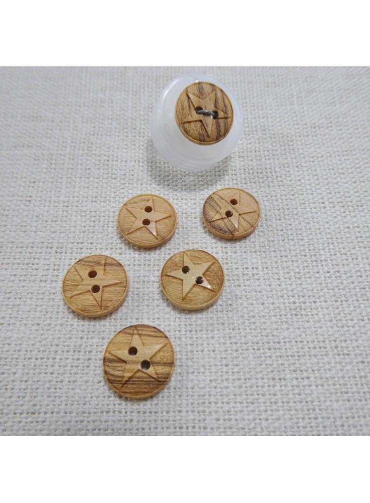 Botón de madera de estrella