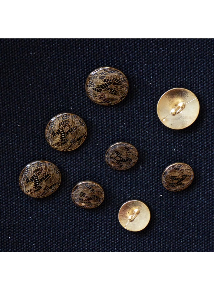 Black/Gold Leaf Metal Button