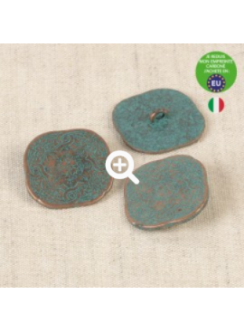 Square metal arabesque button