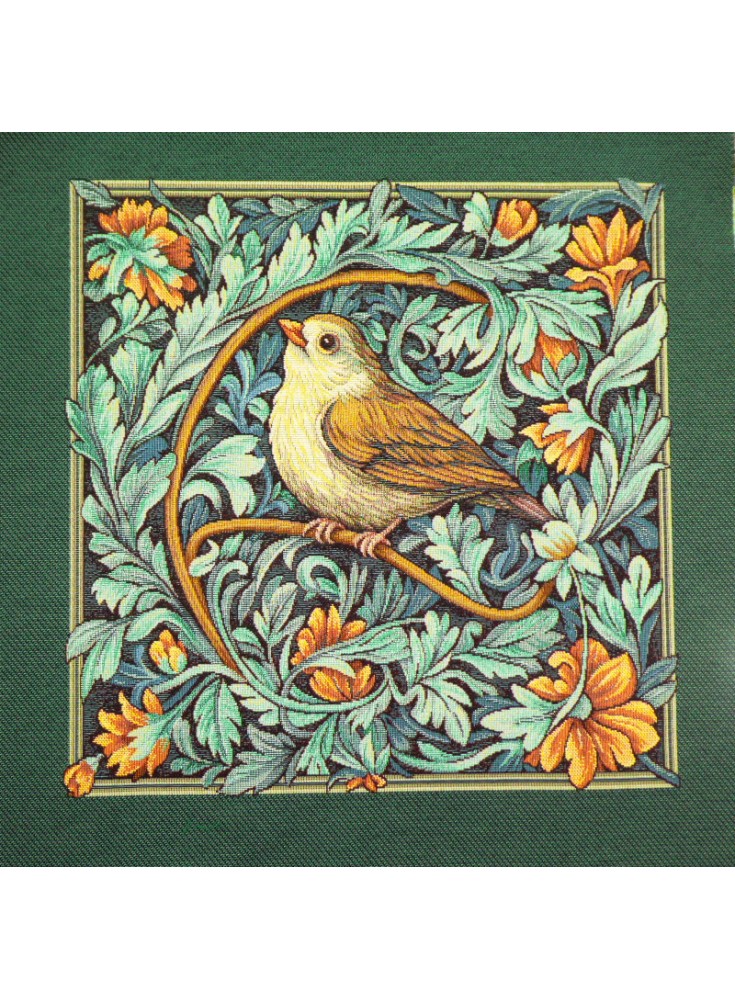 Carré Jacquard Oiseau cadre vert