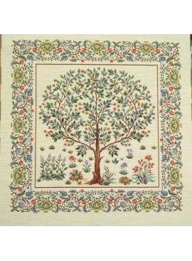Árbol de la vida de jacquard cuadrado blanco/verde