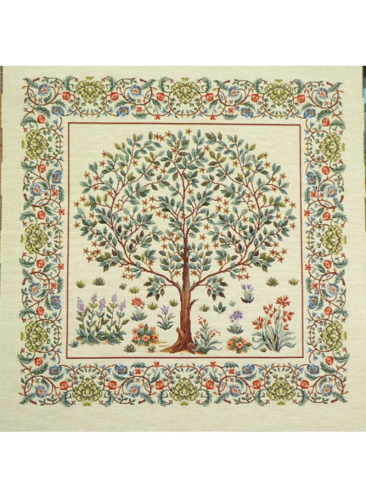Jacquard Square Tree of Life White / Green