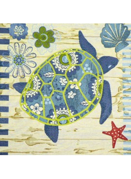 Cuadrado jacquard con estampado de tortuga y flores.
