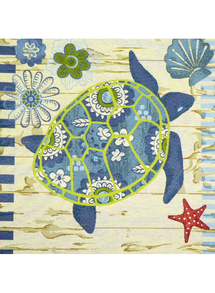 Cuadrado jacquard con estampado de tortuga y flores.