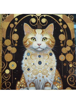Klimt style Red Cat Jacquard Square