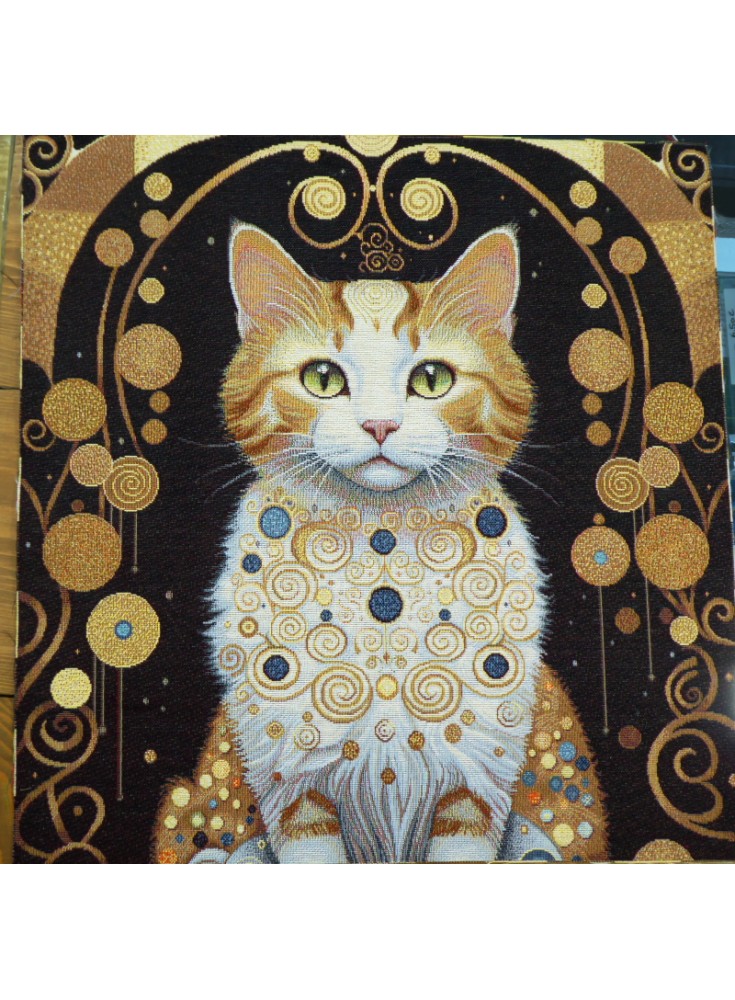 Cuadrado jacquard de gato rojo al estilo Klimt