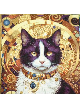Carré Jacquard Chat Noir style Klimt