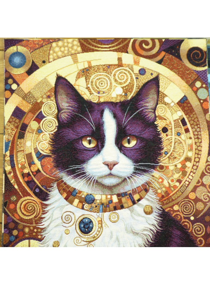 Carré Jacquard Chat Noir style Klimt