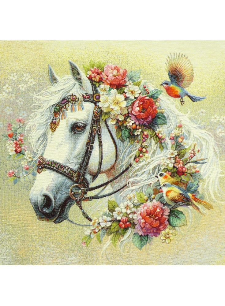 Cuadrado jacquard floral de caballo blanco