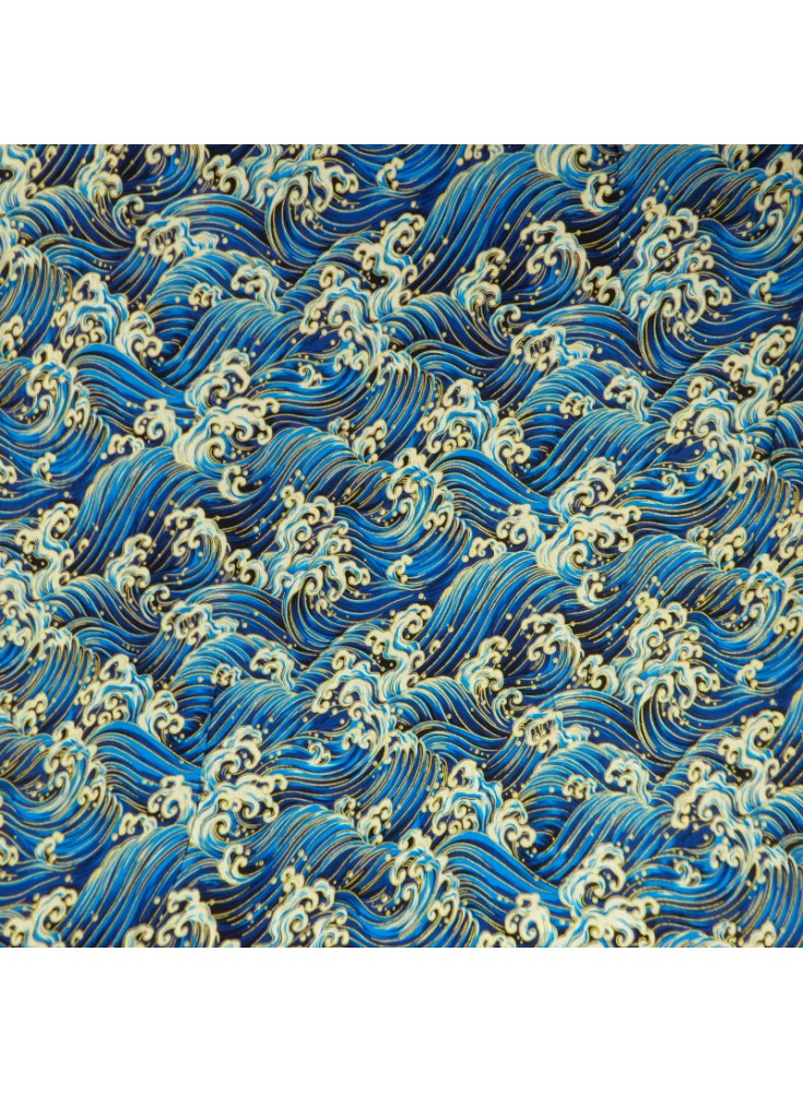 Blue Foil Wave Cotton