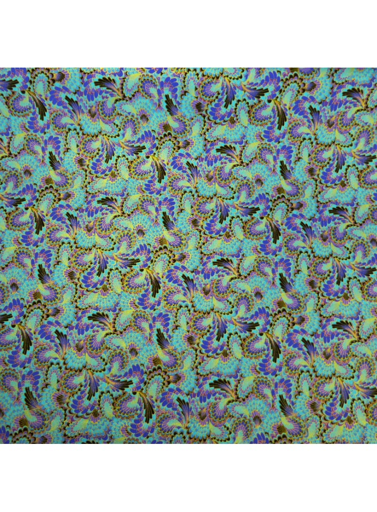 Blue/Gold Feather Cotton
