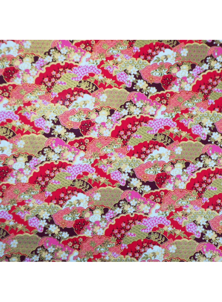 Red/Gold Japanese Patterned Cotton